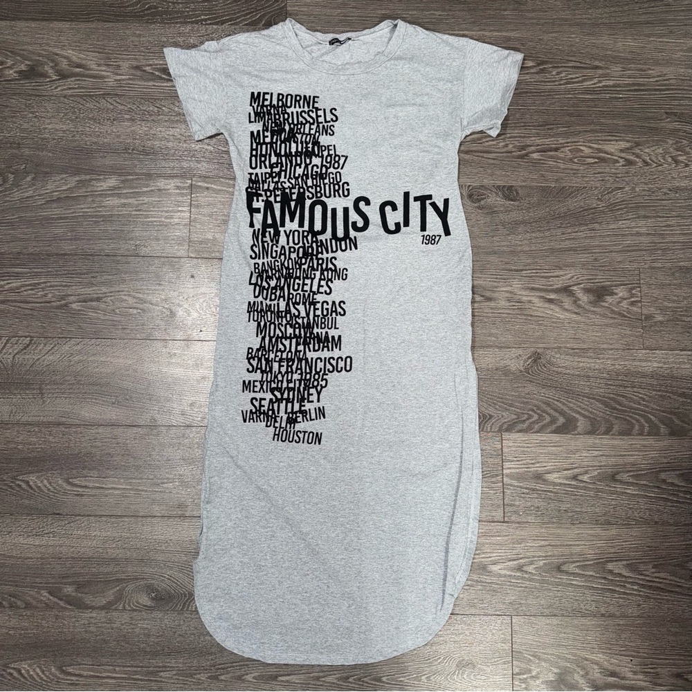 Fashion Nova Women’s Gray FAMOUS CITY 1987 Maxi Dress Size Small - Picture 7 of 13